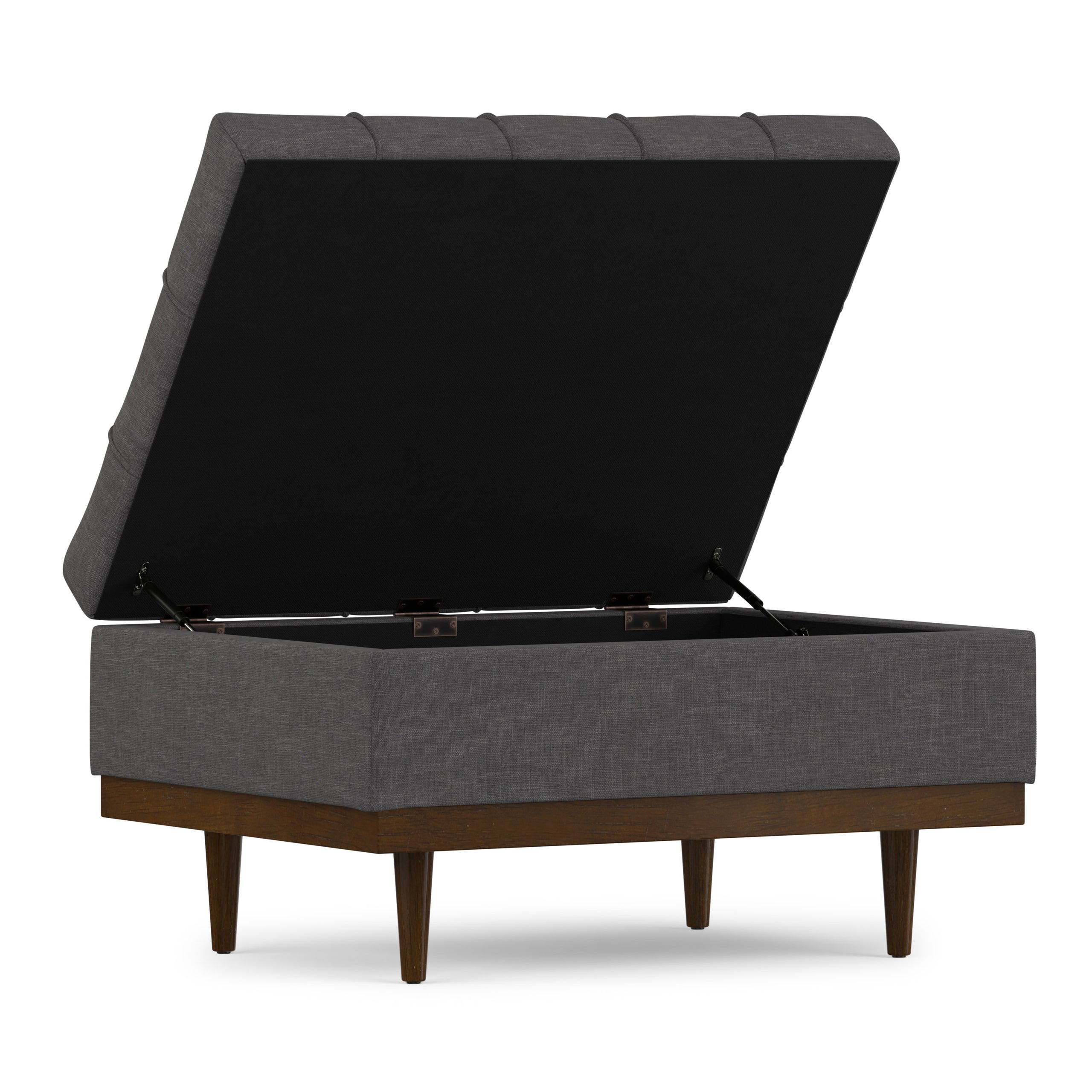 Slate Grey Linen Style Fabric | Mariah Coffee Table Storage Ottoman in Linen