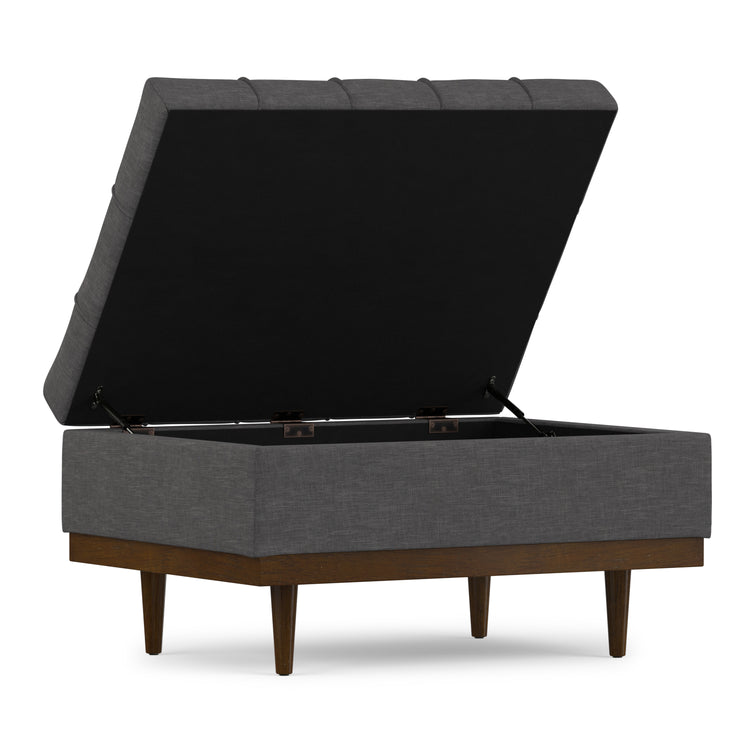 Slate Grey Linen Style Fabric | Mariah Coffee Table Storage Ottoman in Linen