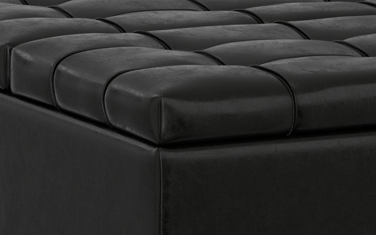 Mariah Lift Top Table Storage Ottoman in Distressed Vegan Leather