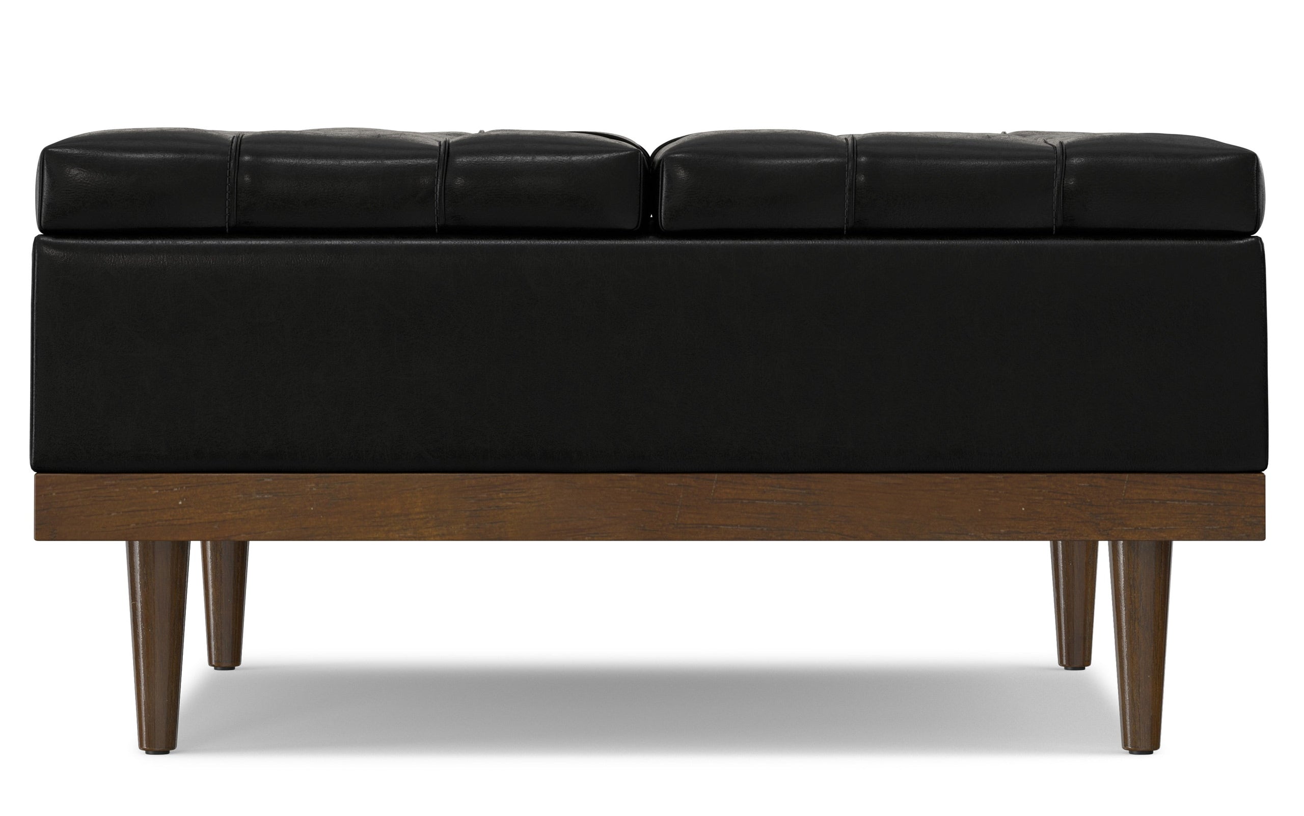 Midnight Black Distressed Vegan Leather | Mariah Lift Top Table Storage Ottoman