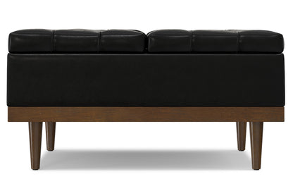 Midnight Black Distressed Vegan Leather | Mariah Lift Top Table Storage Ottoman