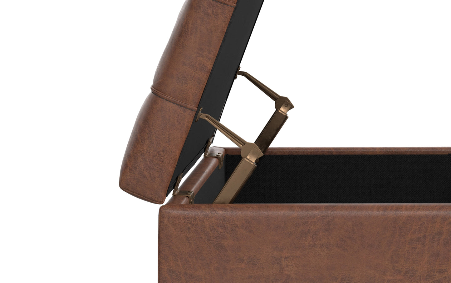 Mariah Lift Top Table Storage Ottoman in Distressed Vegan Leather