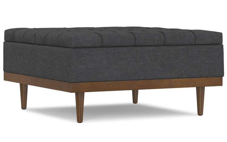Slate Grey Linen Style Fabric | Mariah Lift Top Table Storage Ottoman