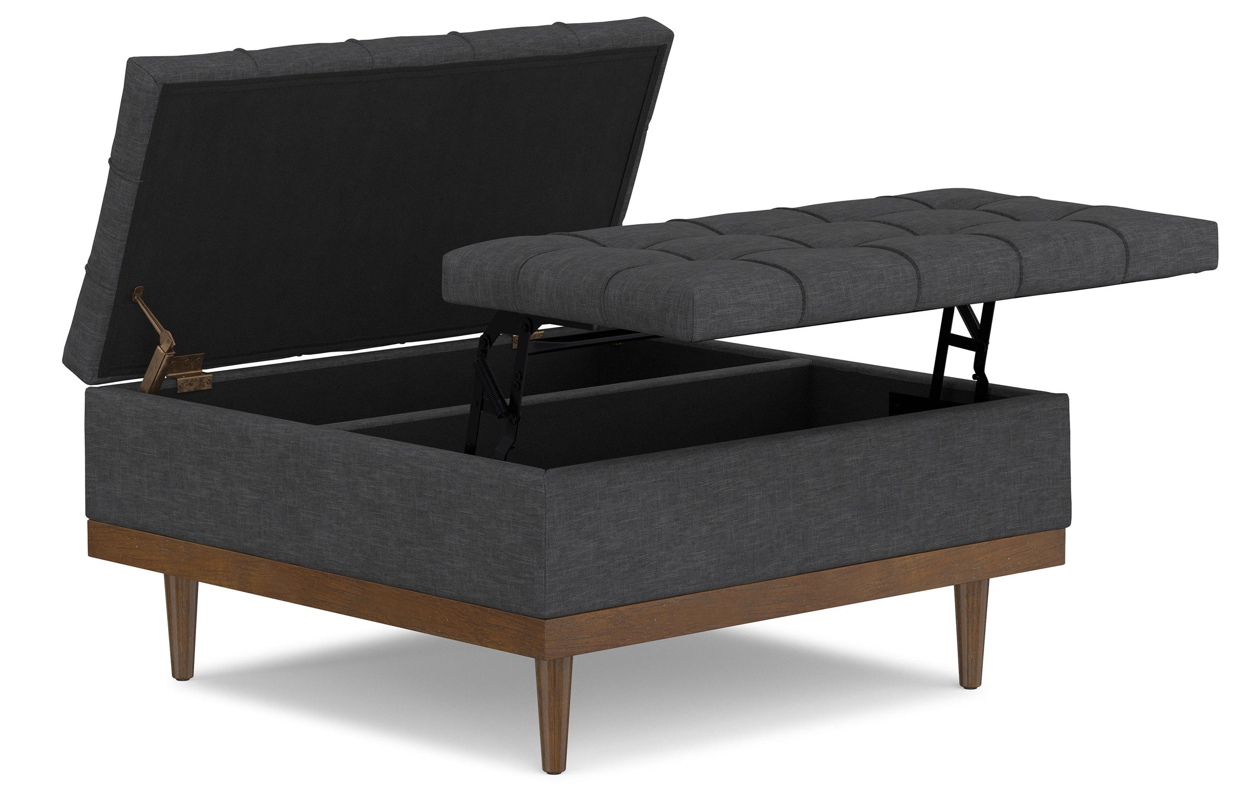 Slate Grey Linen Style Fabric | Mariah Lift Top Table Storage Ottoman