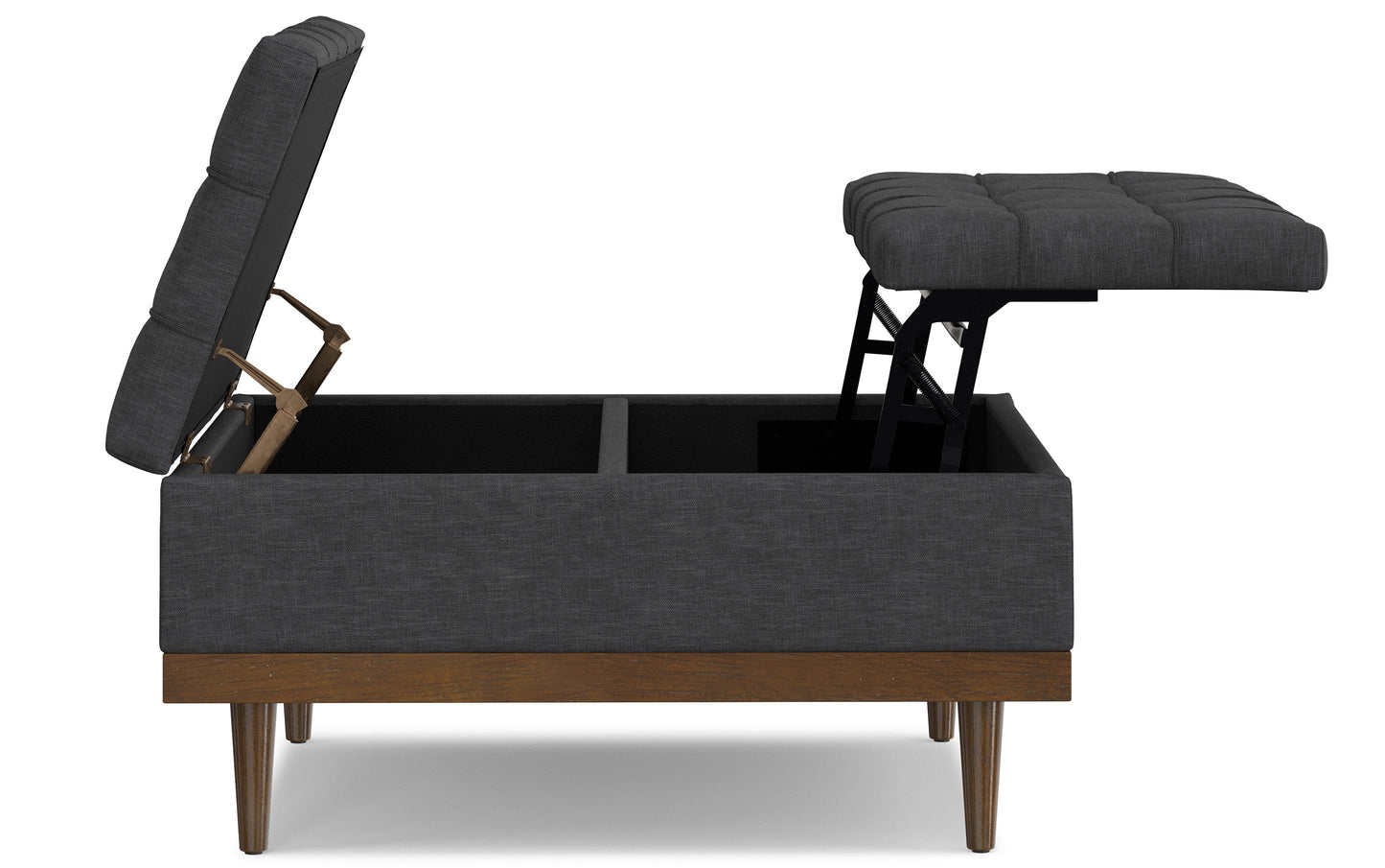 Slate Grey Linen Style Fabric | Mariah Lift Top Table Storage Ottoman