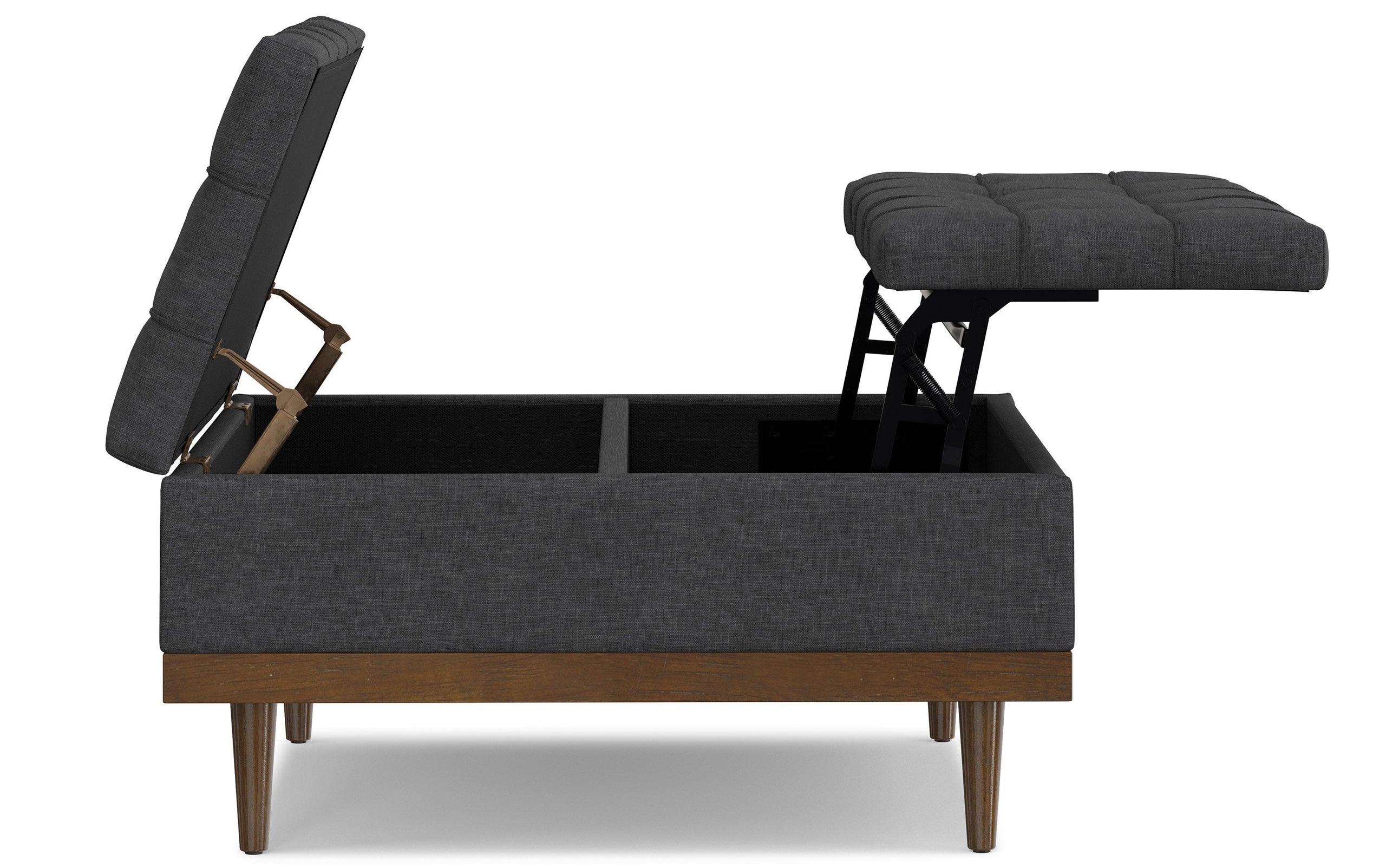 Slate Grey Linen Style Fabric | Mariah Lift Top Table Storage Ottoman