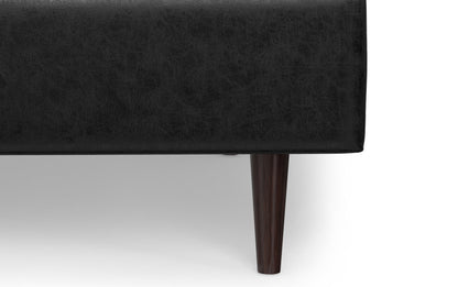 Distressed Black Distressed Vegan Leather | Shay Mid Century Large Square Coffee Table Storage Ottoman