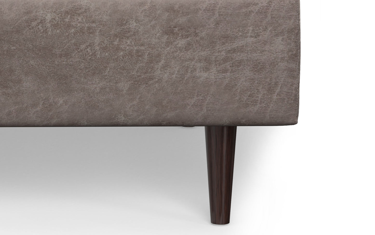 Distressed Grey Taupe Distressed Vegan Leather | Shay Mid Century Large Square Coffee Table Storage Ottoman