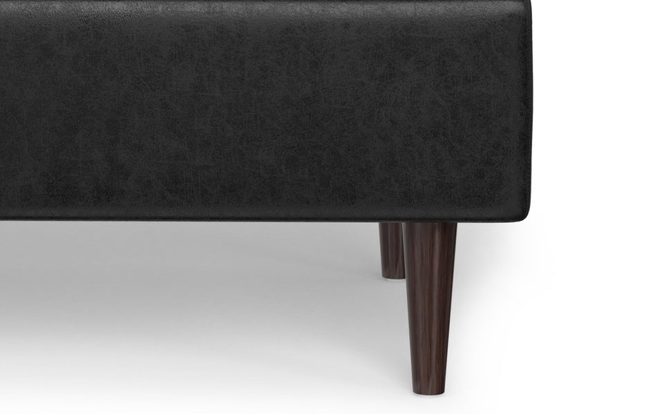 Distressed Black Distressed Vegan Leather | Shay Mid Century Small Square Coffee Table Storage Ottoman