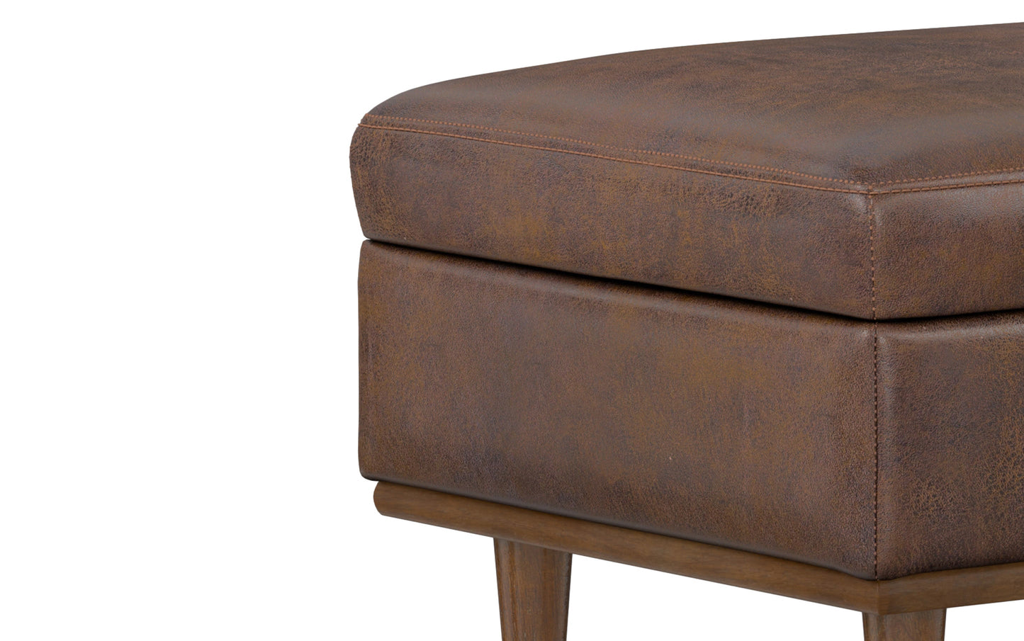 Distressed Chestnut Brown Distressed Vegan Leather | Shiloh Rectangular Storage Ottoman