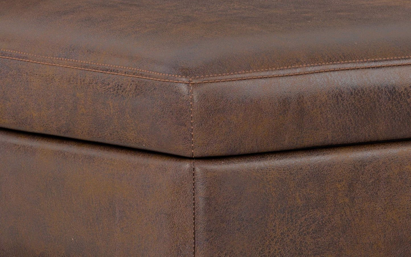 Distressed Chestnut Brown Distressed Vegan Leather | Shiloh Rectangular Storage Ottoman