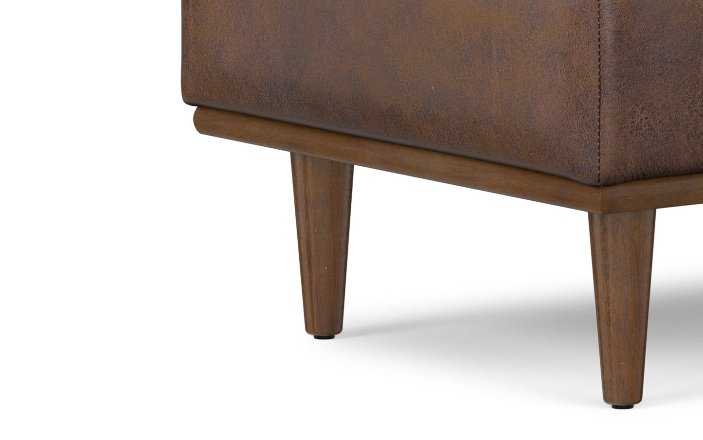 Distressed Chestnut Brown Distressed Vegan Leather | Shiloh Rectangular Storage Ottoman