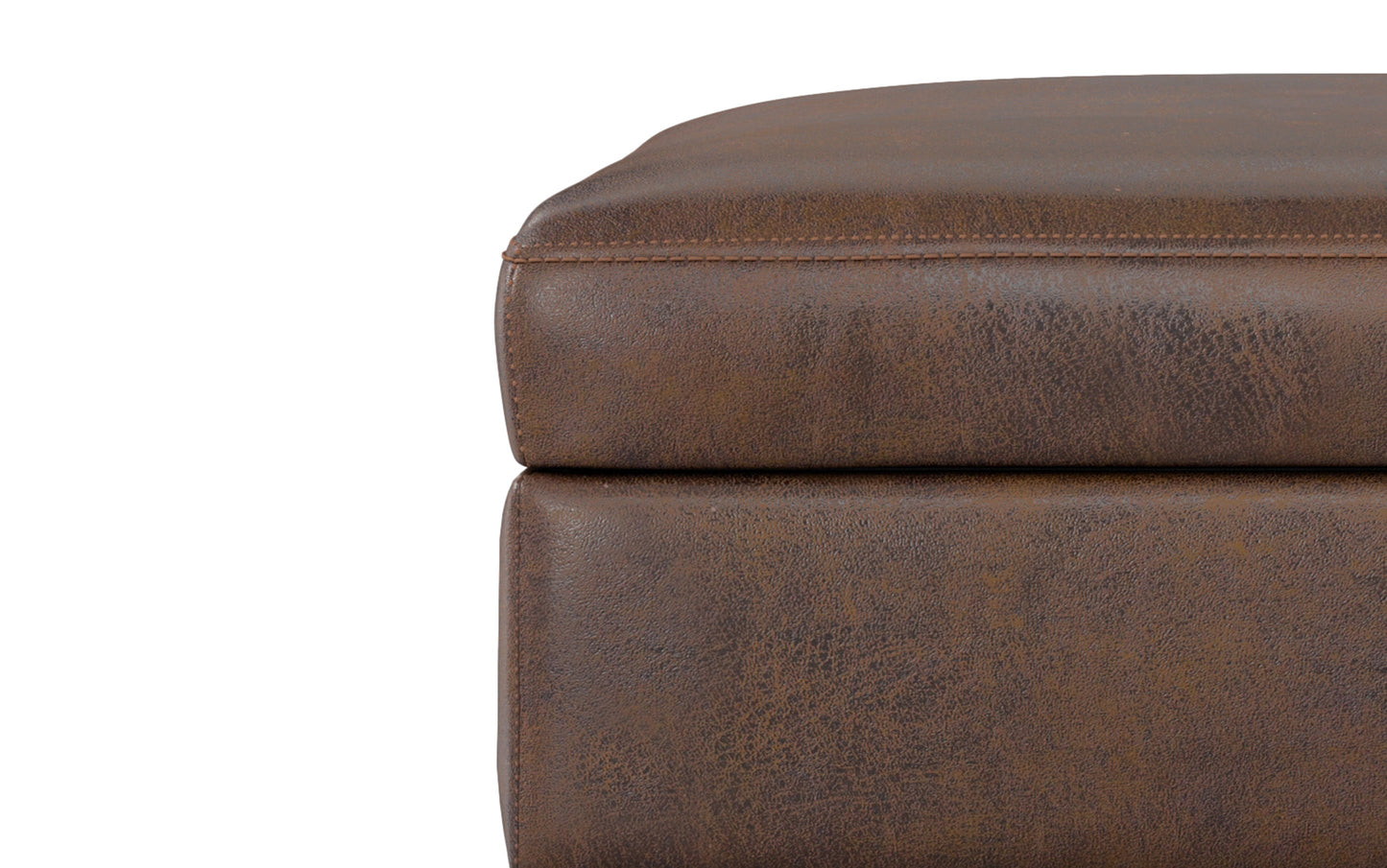 Distressed Chestnut Brown Distressed Vegan Leather | Shiloh Rectangular Storage Ottoman