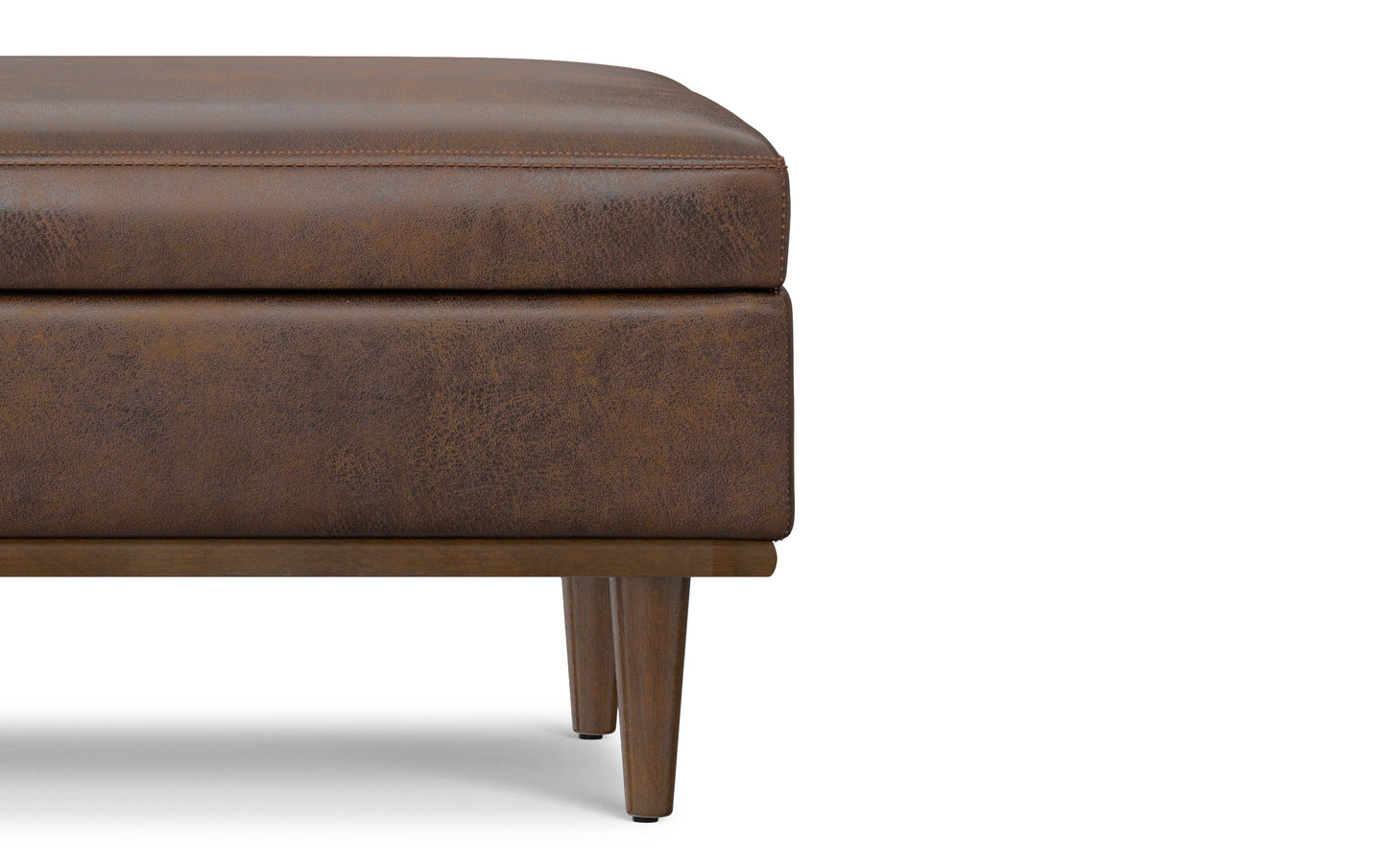 Distressed Chestnut Brown Distressed Vegan Leather | Shiloh Rectangular Storage Ottoman
