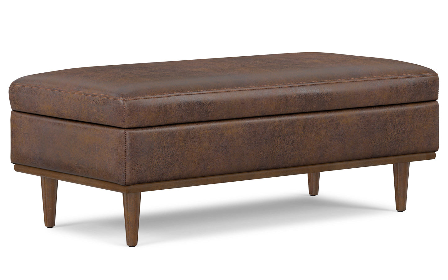 Distressed Chestnut Brown Distressed Vegan Leather | Shiloh Rectangular Storage Ottoman
