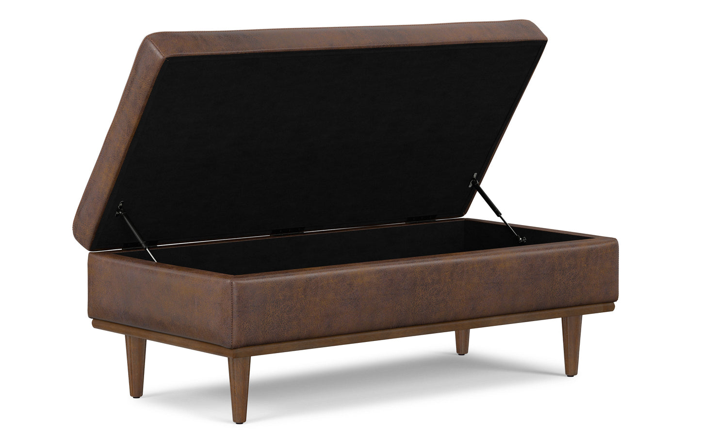 Distressed Chestnut Brown Distressed Vegan Leather | Shiloh Rectangular Storage Ottoman