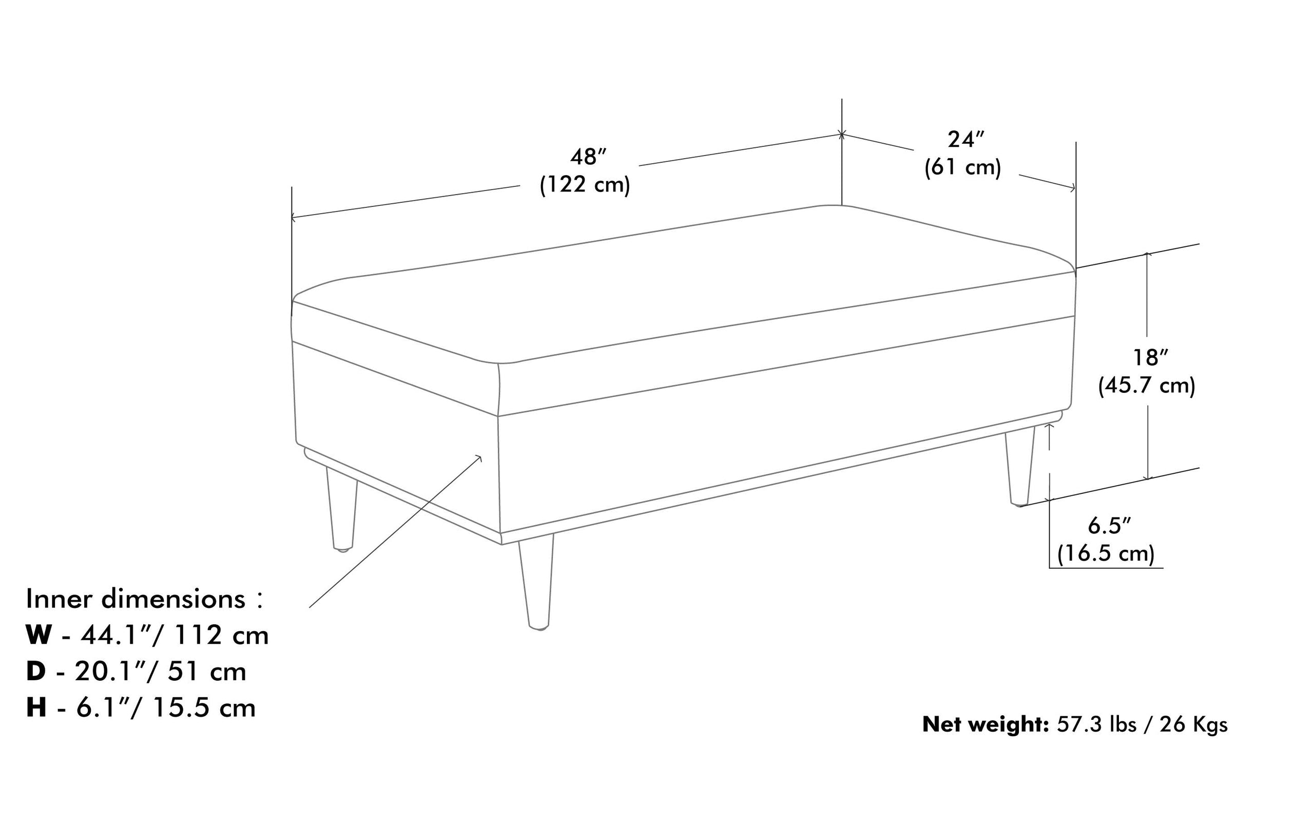 Distressed Saddle Brown Distressed Vegan Leather | Shiloh Rectangular Storage Ottoman