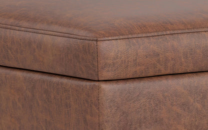 Distressed Saddle Brown Distressed Vegan Leather | Shiloh Rectangular Storage Ottoman