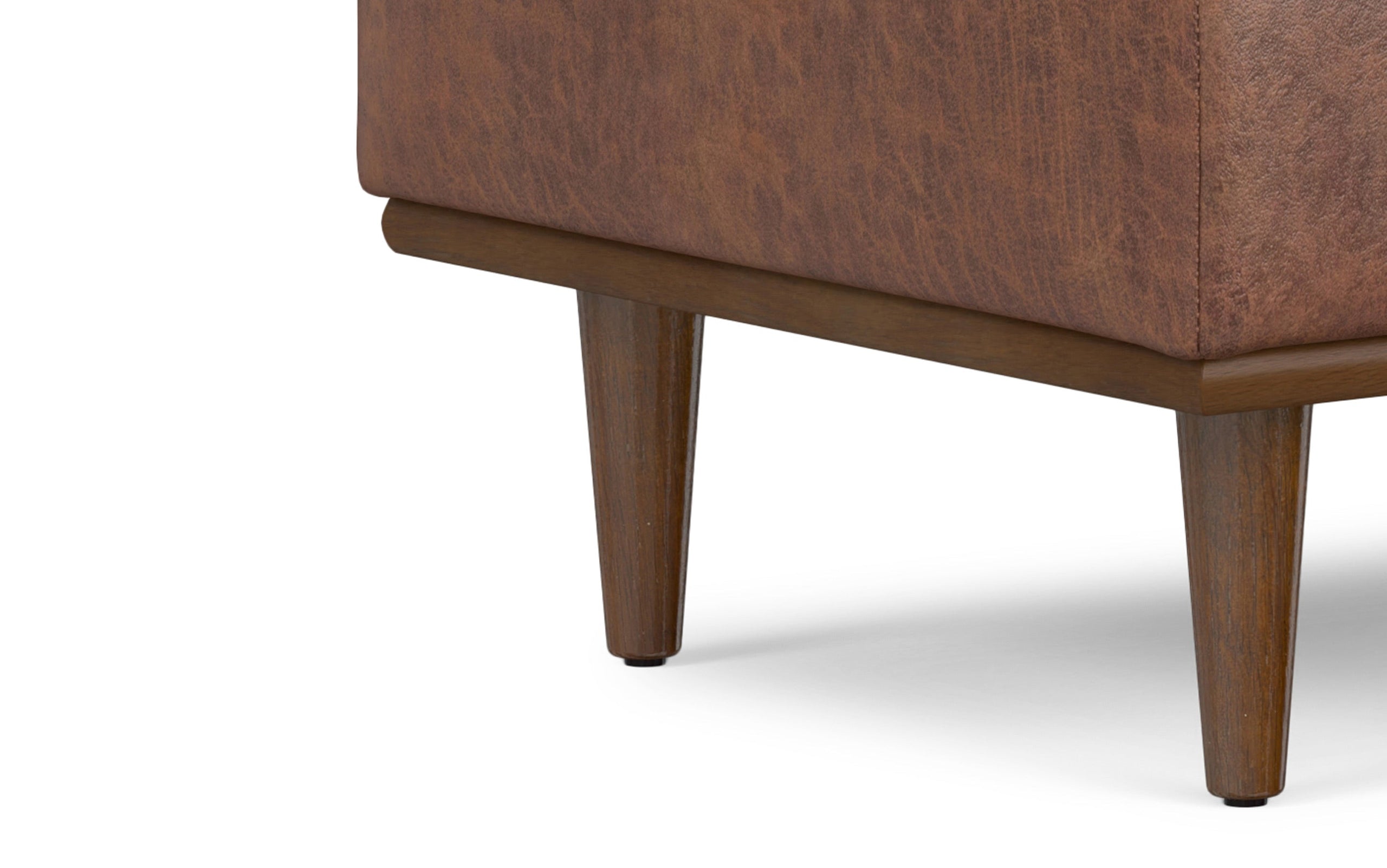 Distressed Saddle Brown Distressed Vegan Leather | Shiloh Rectangular Storage Ottoman