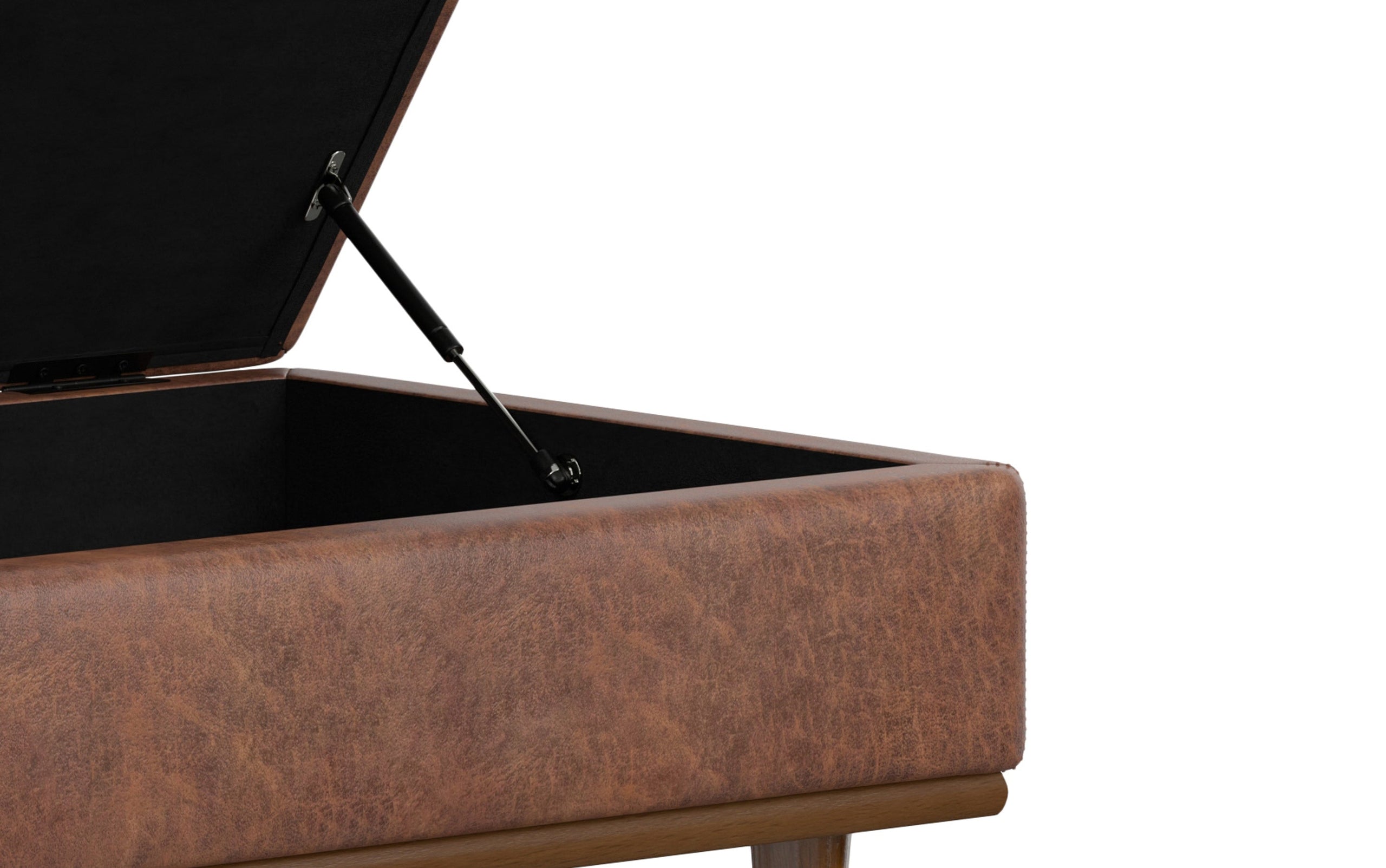 Distressed Saddle Brown Distressed Vegan Leather | Shiloh Rectangular Storage Ottoman