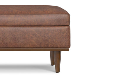 Distressed Saddle Brown Distressed Vegan Leather | Shiloh Rectangular Storage Ottoman