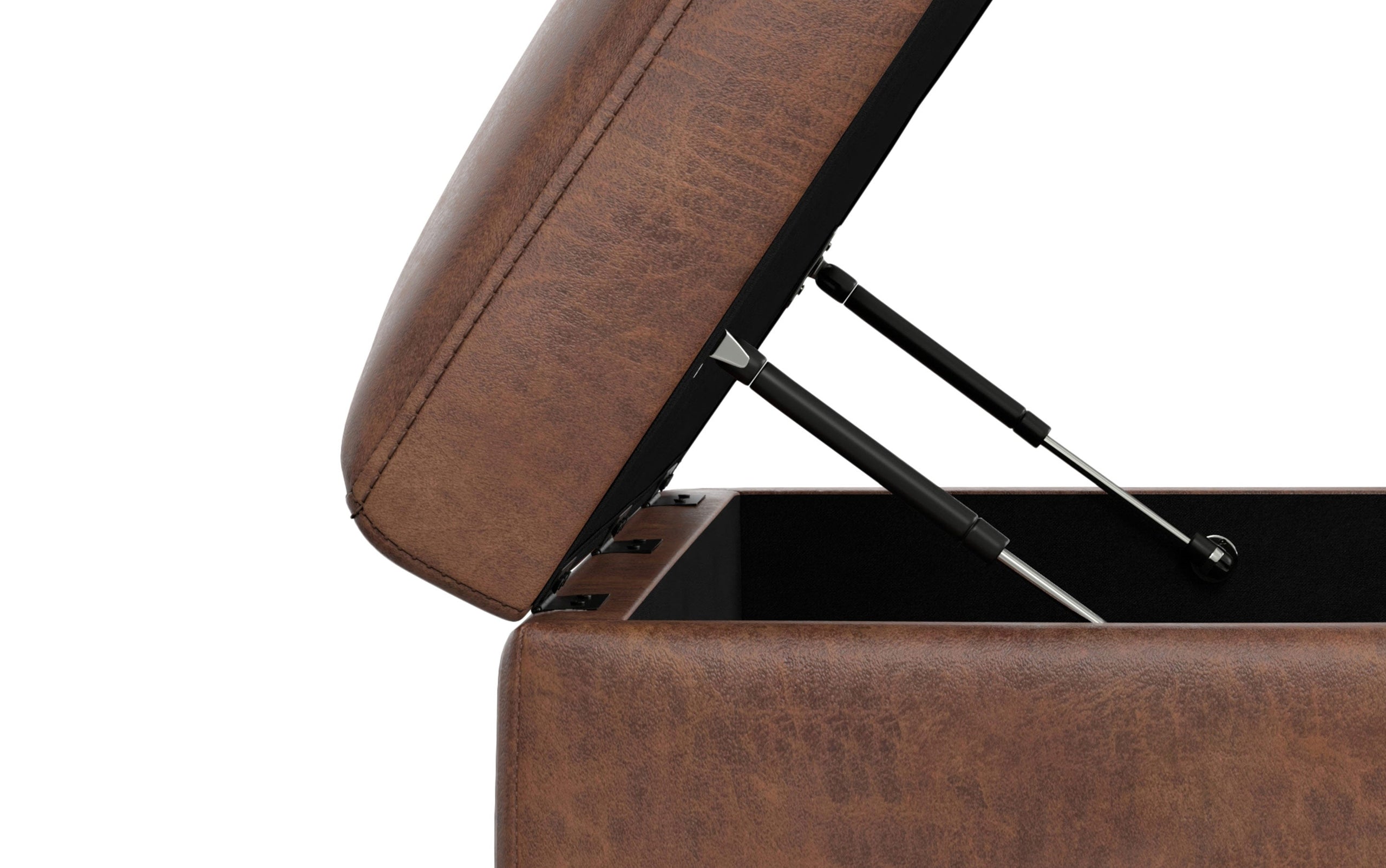 Distressed Saddle Brown Distressed Vegan Leather | Shiloh Rectangular Storage Ottoman