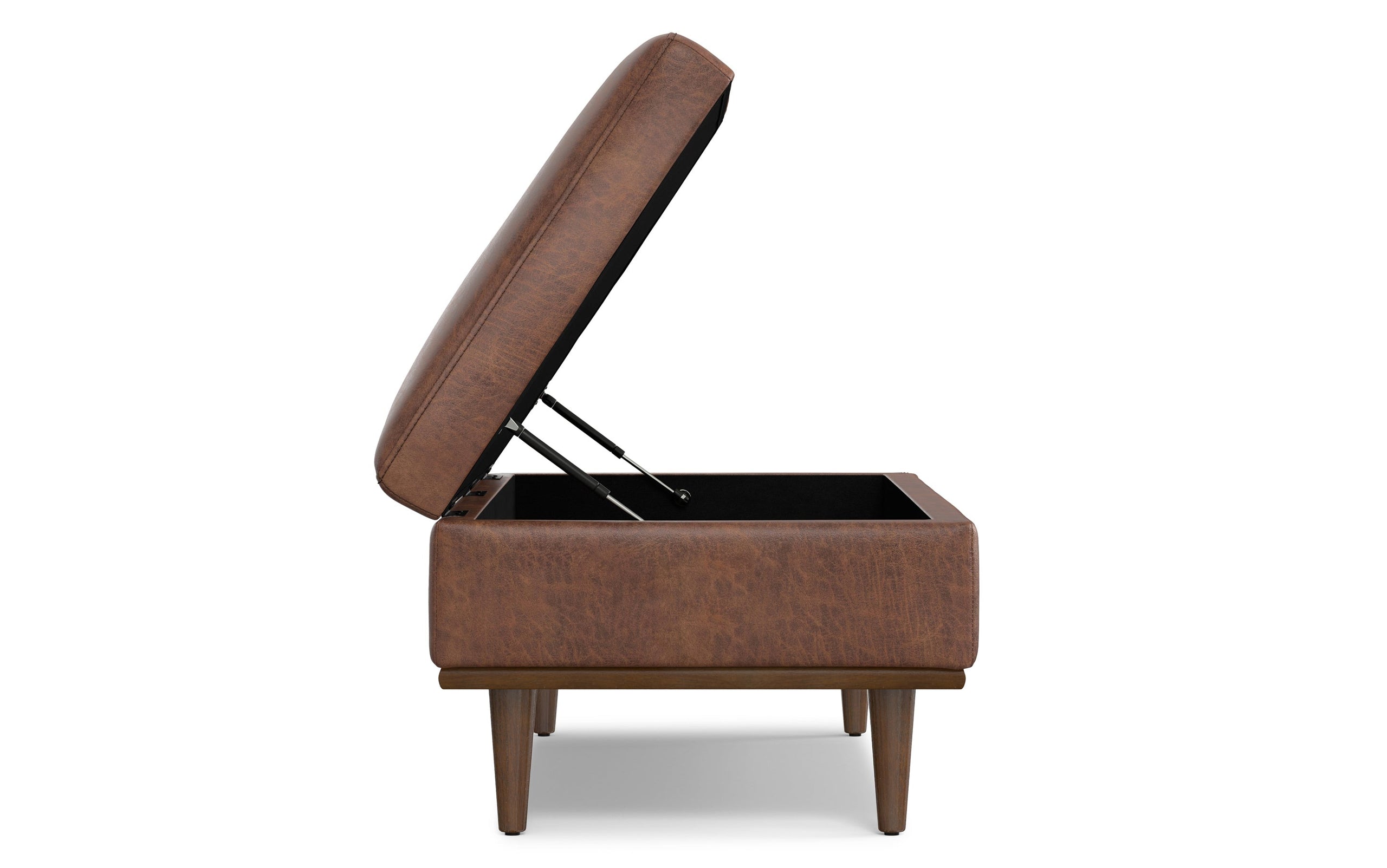 Distressed Saddle Brown Distressed Vegan Leather | Shiloh Rectangular Storage Ottoman