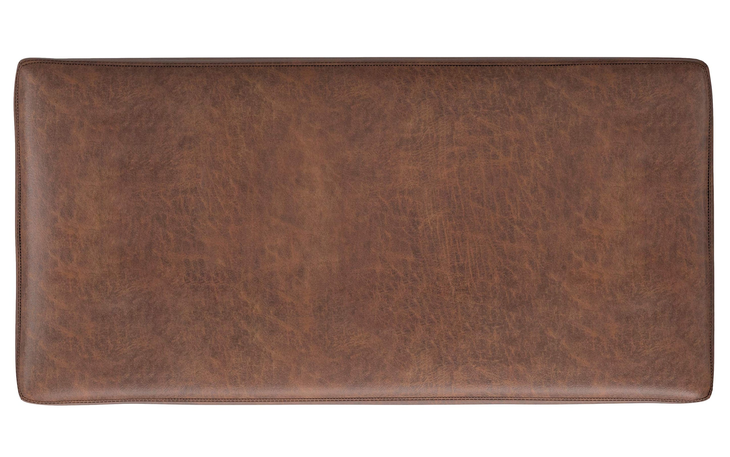 Distressed Saddle Brown Distressed Vegan Leather | Shiloh Rectangular Storage Ottoman