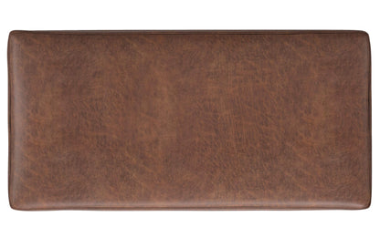 Distressed Saddle Brown Distressed Vegan Leather | Shiloh Rectangular Storage Ottoman