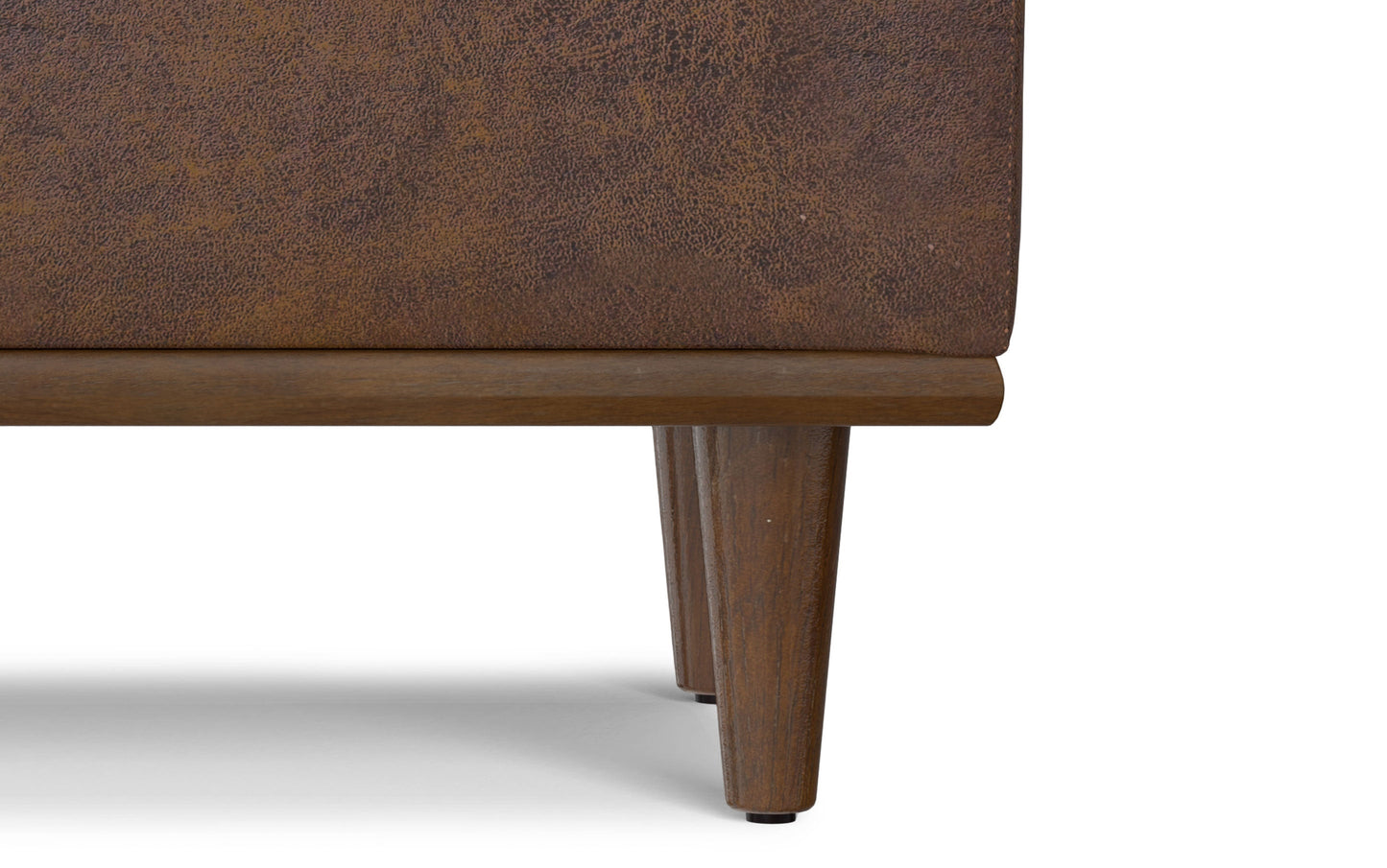 Distressed Chestnut Brown Distressed Vegan Leather | Shiloh Small Storage Ottoman in Distressed Vegan Leather