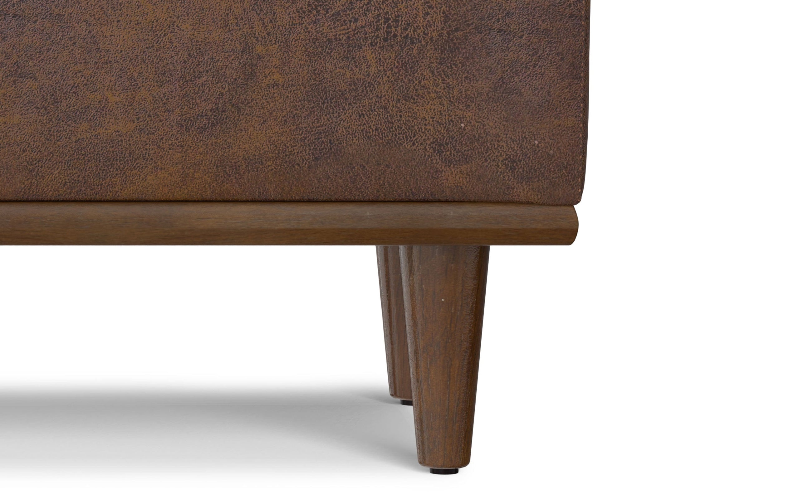 Distressed Chestnut Brown Distressed Vegan Leather | Shiloh Small Storage Ottoman in Distressed Vegan Leather