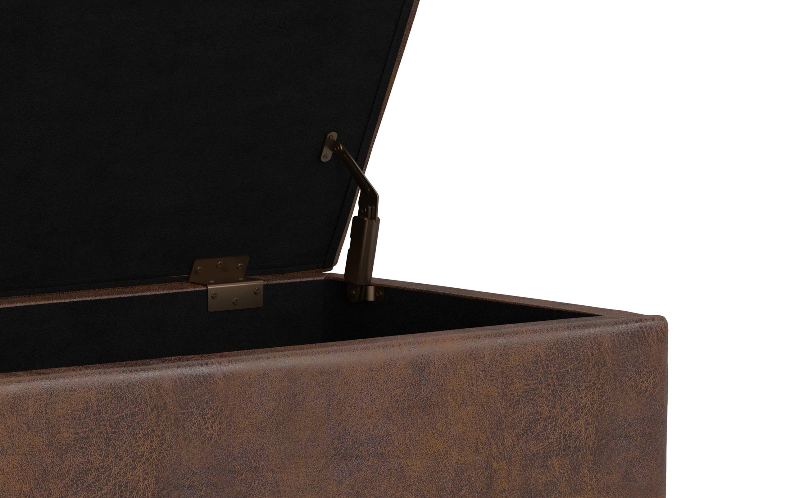 Distressed Chestnut Brown Distressed Vegan Leather | Shiloh Small Storage Ottoman in Distressed Vegan Leather