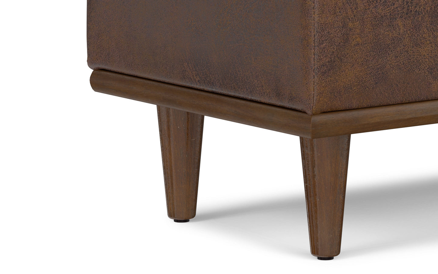 Distressed Chestnut Brown Distressed Vegan Leather | Shiloh Small Storage Ottoman in Distressed Vegan Leather