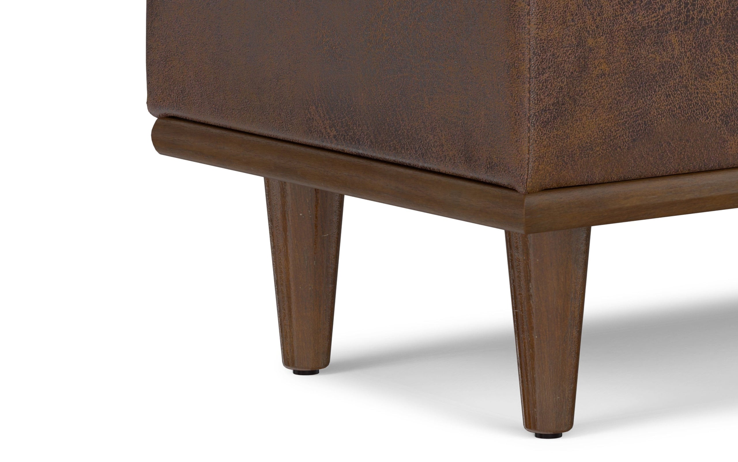 Distressed Chestnut Brown Distressed Vegan Leather | Shiloh Small Storage Ottoman in Distressed Vegan Leather