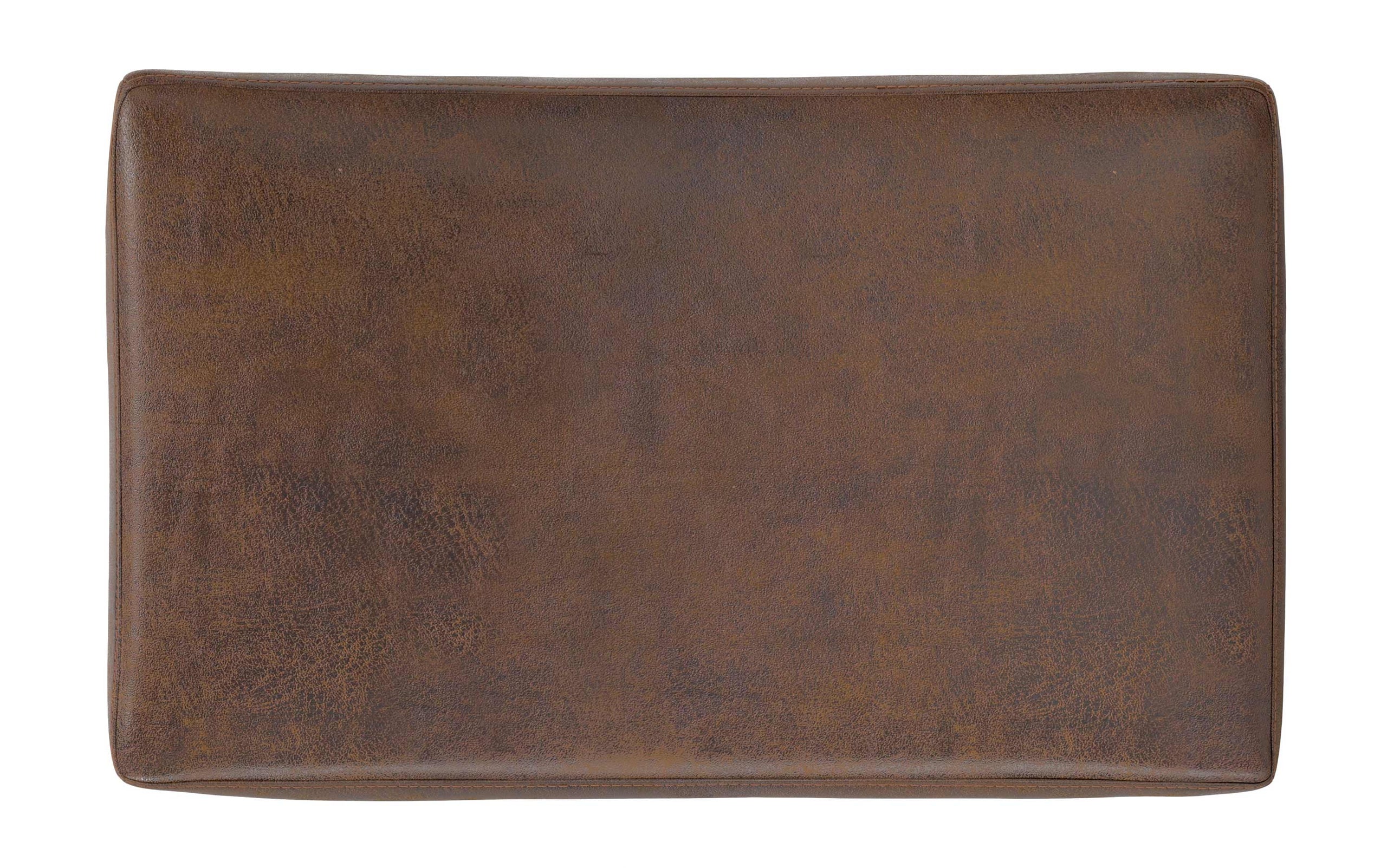 Distressed Chestnut Brown Distressed Vegan Leather | Shiloh Small Storage Ottoman in Distressed Vegan Leather