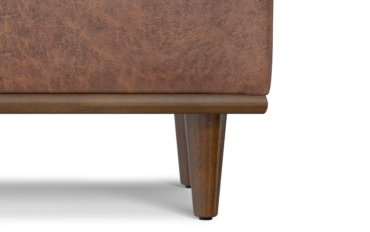 Distressed Saddle Brown Distressed Vegan Leather | Shiloh Small Storage Ottoman in Distressed Vegan Leather