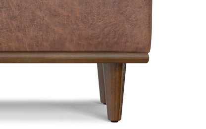Distressed Saddle Brown Distressed Vegan Leather | Shiloh Small Storage Ottoman in Distressed Vegan Leather