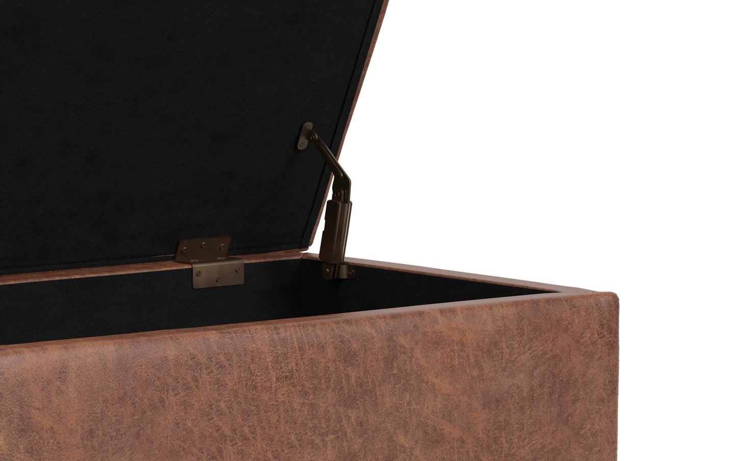 Distressed Saddle Brown Distressed Vegan Leather | Shiloh Small Storage Ottoman in Distressed Vegan Leather