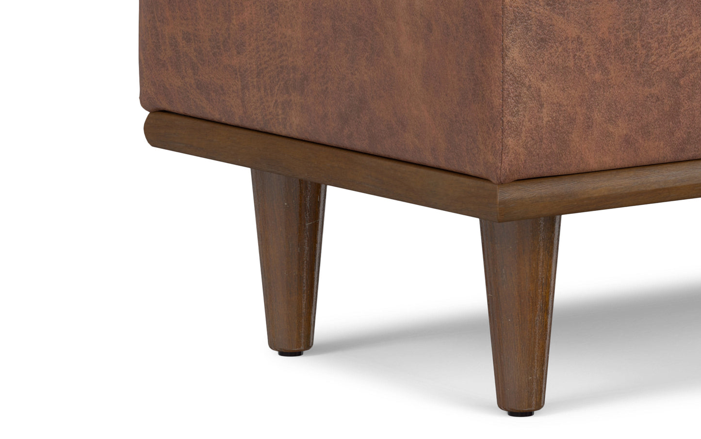 Distressed Saddle Brown Distressed Vegan Leather | Shiloh Small Storage Ottoman in Distressed Vegan Leather