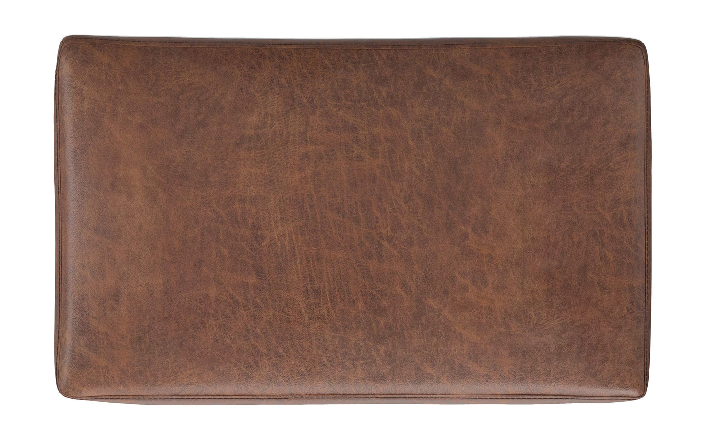Distressed Saddle Brown Distressed Vegan Leather | Shiloh Small Storage Ottoman in Distressed Vegan Leather