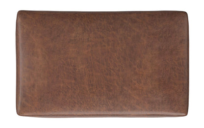 Distressed Saddle Brown Distressed Vegan Leather | Shiloh Small Storage Ottoman in Distressed Vegan Leather
