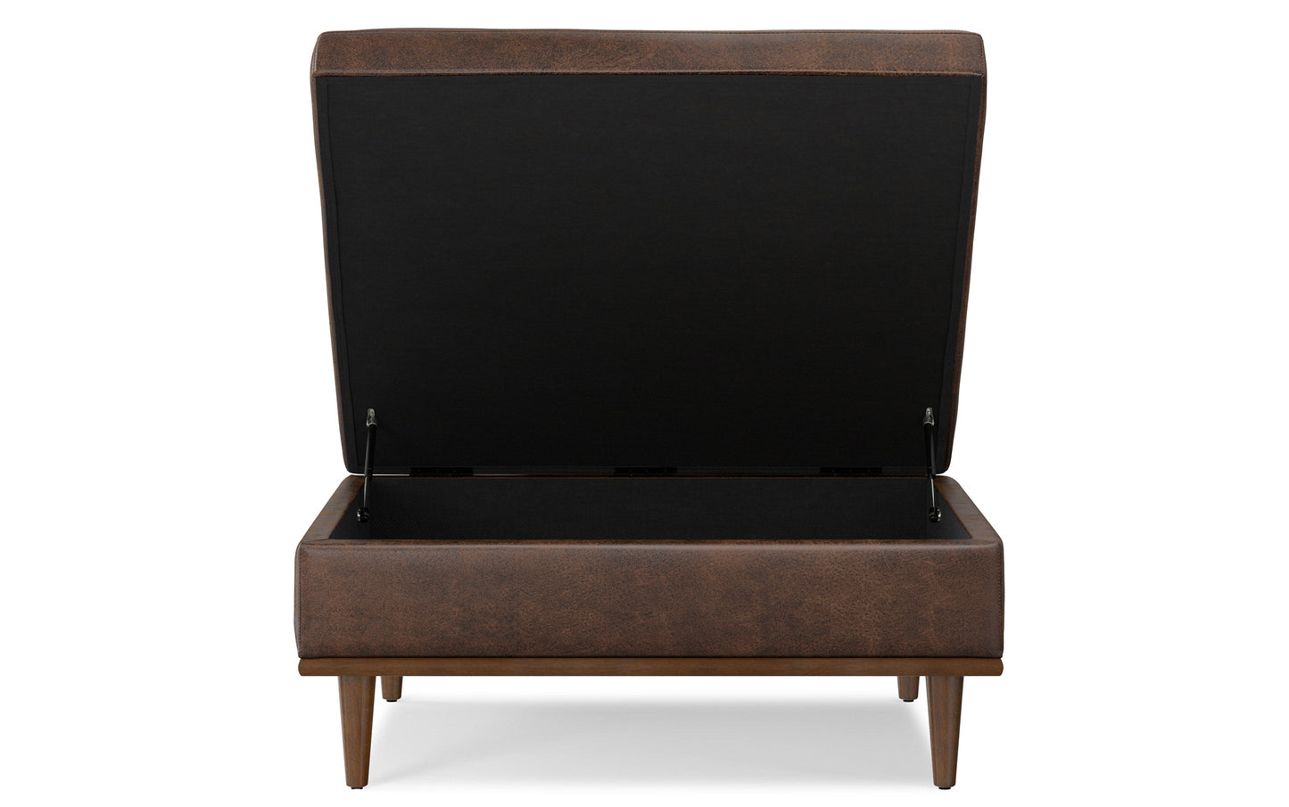 Distressed Chestnut Brown Distressed Vegan Leather | Shiloh Square Storage Ottoman
