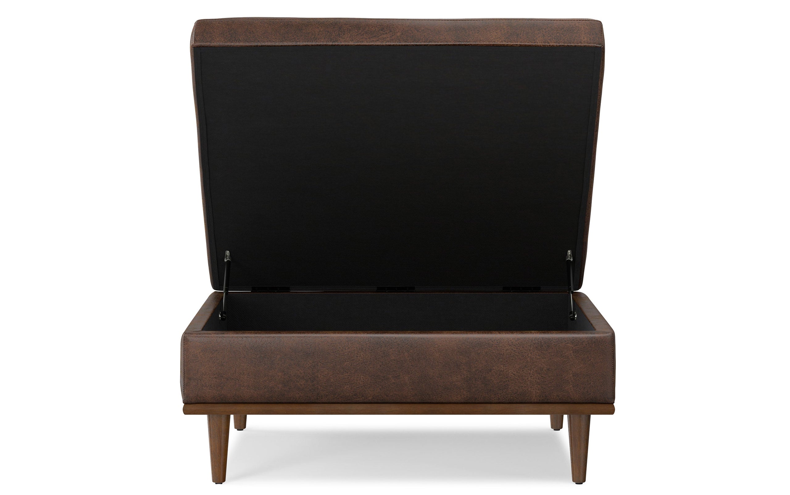 Distressed Chestnut Brown Distressed Vegan Leather | Shiloh Square Storage Ottoman
