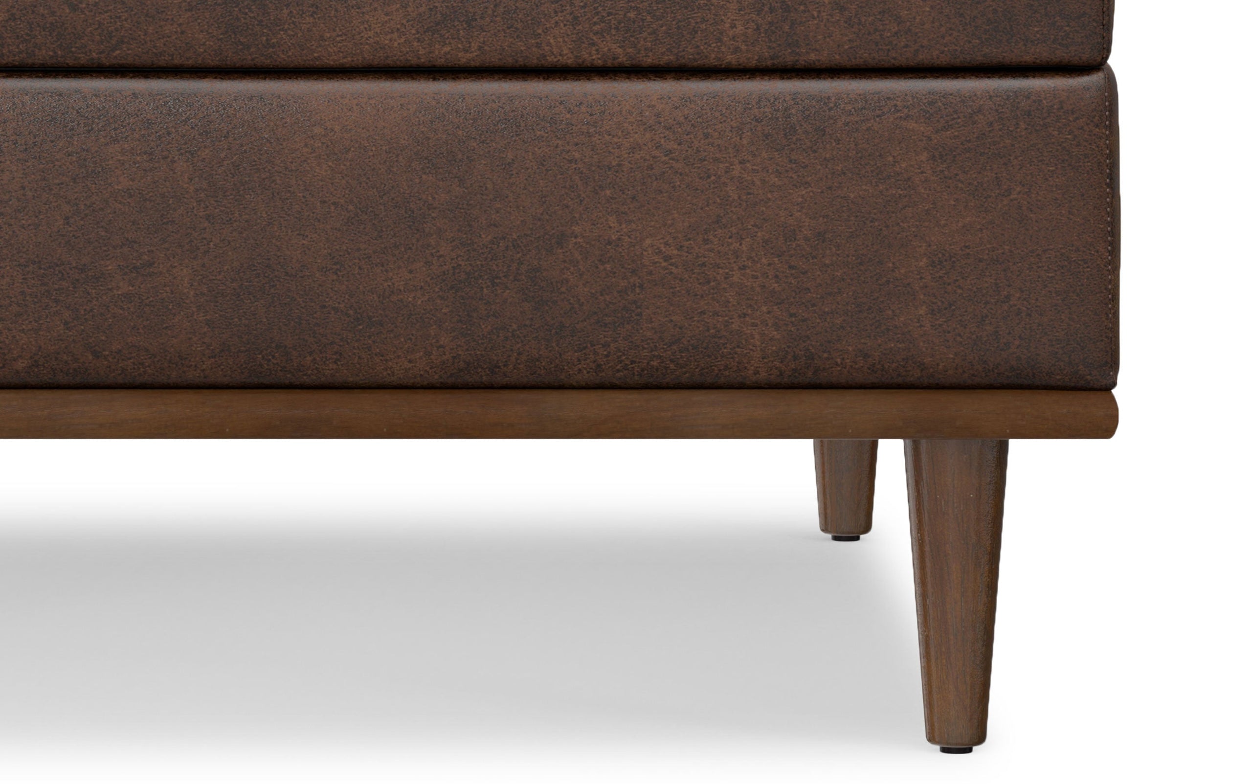 Distressed Chestnut Brown Distressed Vegan Leather | Shiloh Square Storage Ottoman