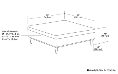 Distressed Saddle Brown Distressed Vegan Leather | Shiloh Square Storage Ottoman