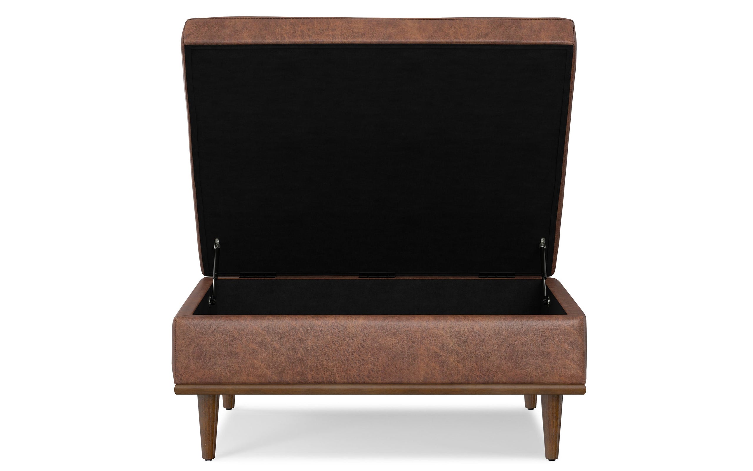 Distressed Saddle Brown Distressed Vegan Leather | Shiloh Square Storage Ottoman