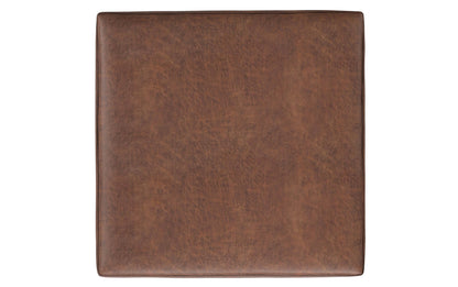 Distressed Saddle Brown Distressed Vegan Leather | Shiloh Square Storage Ottoman
