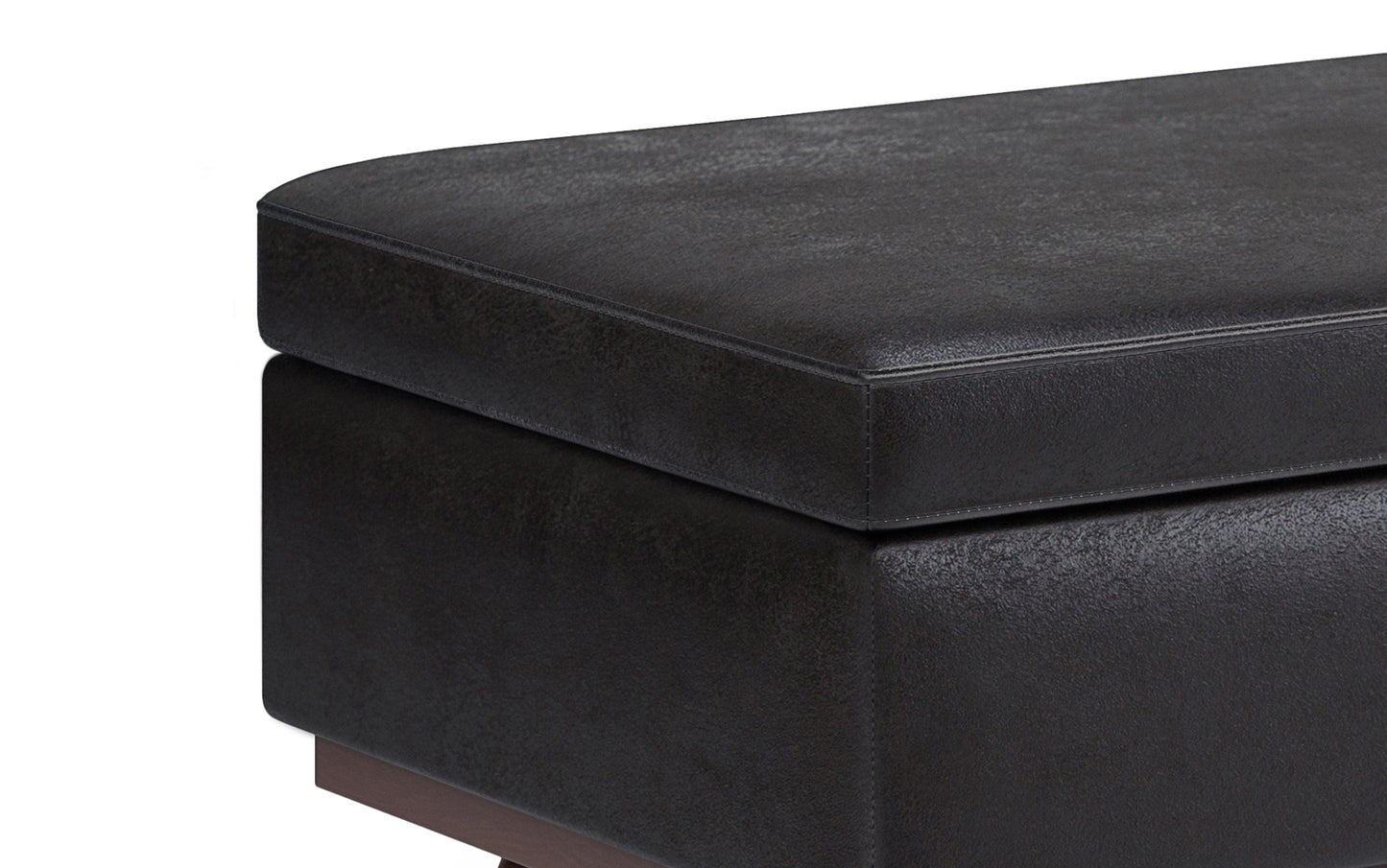 Distressed Black Distressed Vegan Leather | Owen Lift Top Large Coffee Table Storage Ottoman