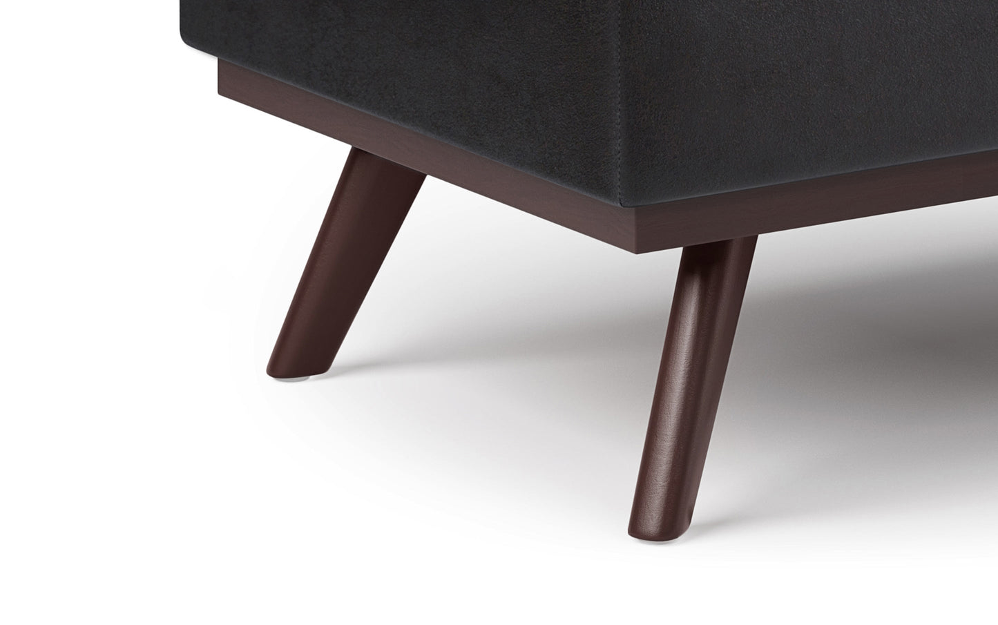 Distressed Black Distressed Vegan Leather | Owen Lift Top Large Coffee Table Storage Ottoman
