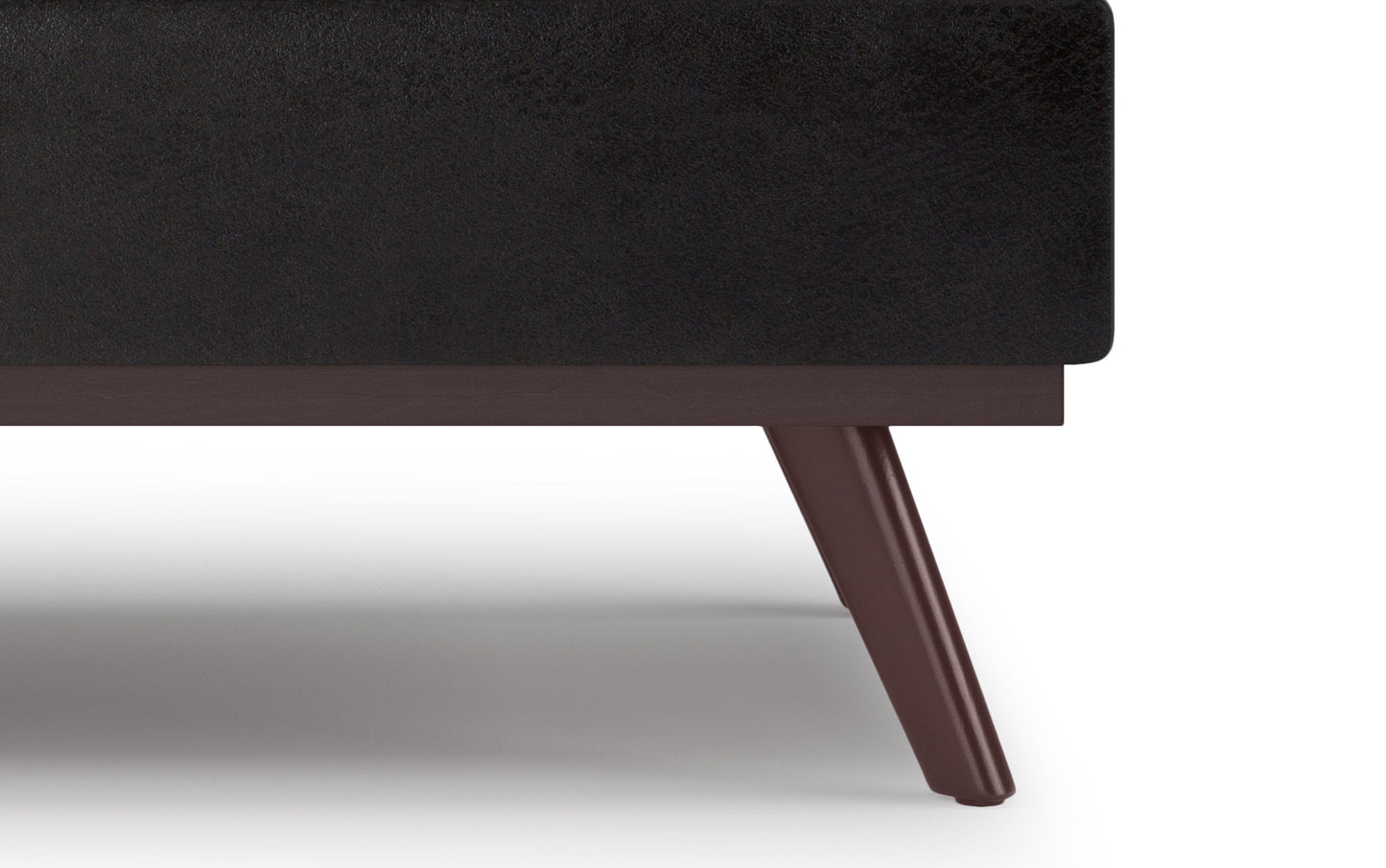 Distressed Black Distressed Vegan Leather | Owen Lift Top Large Coffee Table Storage Ottoman